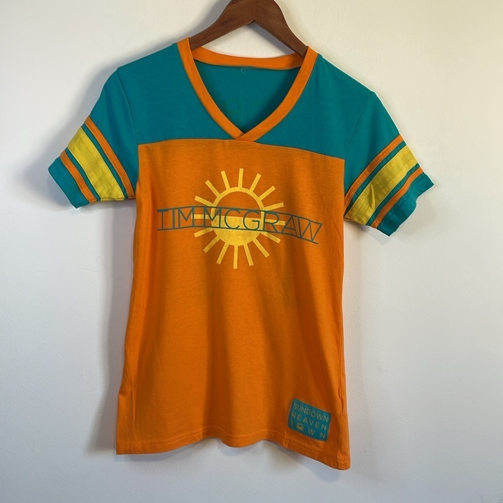 Tim McGraw T-Shirt Small Country Concert Tour Sundown Orange Jersey Merch Music